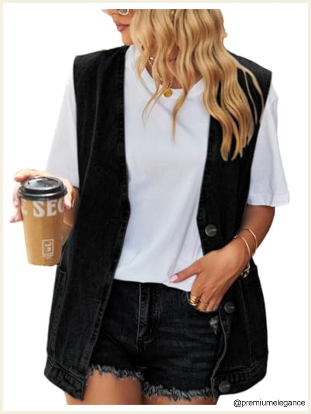 Women's Oversized Denim Vest Sleeveless Button Down Jean Jacket